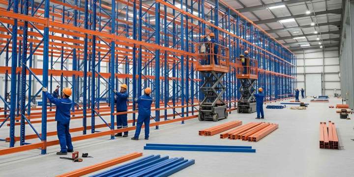 Safe and efficient pallet rack setup